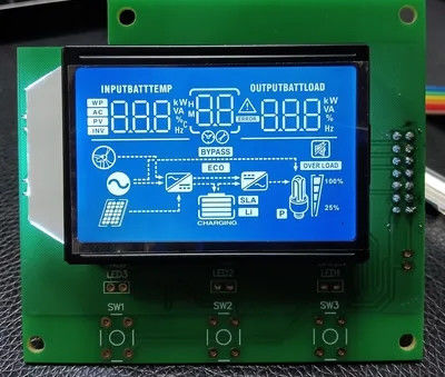 LCD 7 Segment Display Screen HTN White On Blue Chip On Board AIP31621 Driver For Inverter