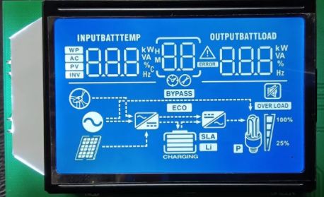 LCD 7 Segment Display HTN White On Blue Chip On Board AIP31621 Driver
