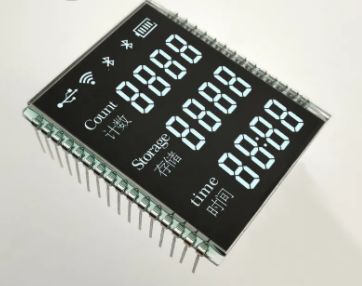 Small Size VA LCD Display with 3 Line 4 Digits Black Segment Screen and 6 O'clock Viewing Angle 30PIN