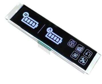 6 O'clock Viewing Angle VA LCD Display 4.5V 9PIN for White Graphics on Black Panel Long Strip