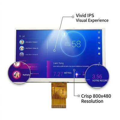 LED Backlit IPS TFT LCD Display 7 Inch TN Transmissive 800x480 Pixels