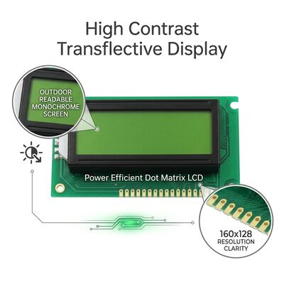 Transflective Monochrome LCD Display 160X128 Dot Matrix LCD Screen