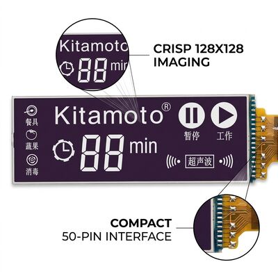 High Resolution Monochrome LCD Display 128x128 50 Pins FPC