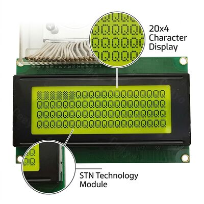 STN Yellow Green Monochrome LCD Display Module 20x4 Character LCD Display 16 pin
