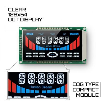 250cd/M2 Monochrome LCD Screen , Mono LCD Display 128x64 Dot Matrix COG Type