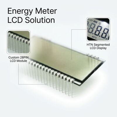 White Backlight Custom LCD Screen HTN Segmented 28PIN Energy Meter LCD Display