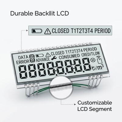 White Backlight Custom LCD Screen HTN Segmented 28PIN Energy Meter LCD Display