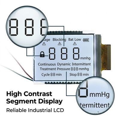 Monochrome White Custom Segment LCD Display HTN Positive 3.3V 27PIN