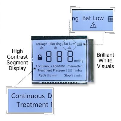 Monochrome White Custom Segment LCD Display HTN Positive 3.3V 27PIN