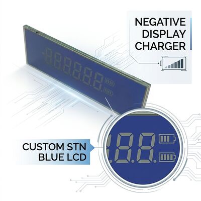Custom STN Blue LCD 7 Segment LCD Display Negative  For Charger