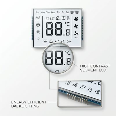Customized TN LCD Segment LCD Display Transmissive White Backlight 4.5V 24PIN