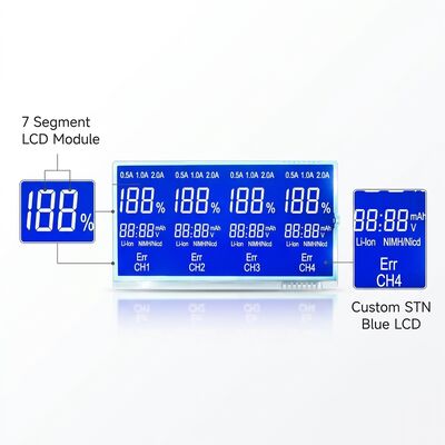Custom STN Blue LCD 7 Segment LCD Display Negative  For Charger