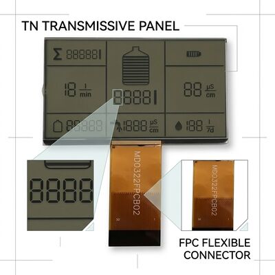 3.0V Custom LCD Panel , Segmented LCD Display TN Transmissive FPC Connect