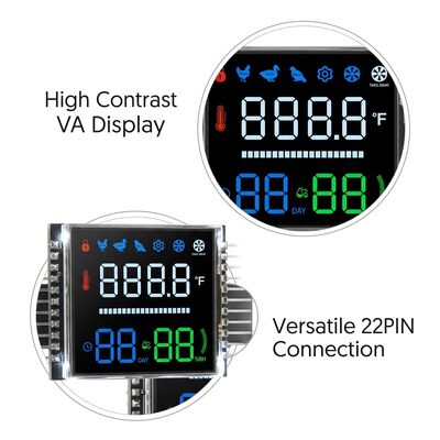 고대비 VA LCD 디스플레이, 33x29 mm 표시 영역, 22핀 인터페이스