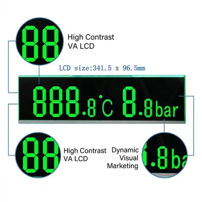 Type de barre Écran LCD VA avec écran à segments noirs à contraste élevé / Couleur RVB