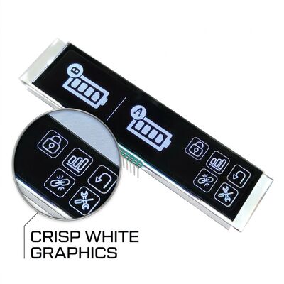6 O'clock Viewing Angle VA LCD Display 4.5V 9PIN for White Graphics on Black Panel Long Strip