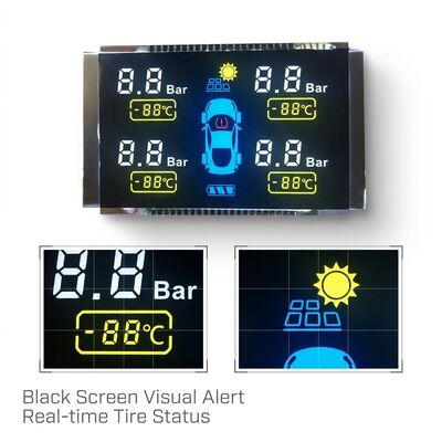 VA Segmented LCD Display Black Screen Module For Car Tire Pressure